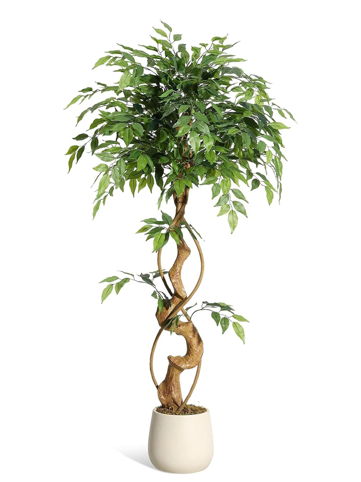 Künstlicher Ficusbaum mit weißem Pflanztopf, 122–183 cm