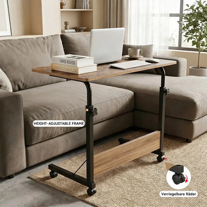 Höhenverstellbarer C-förmiger Nachttisch Tragbarer Laptop-Tisch Robuste Metallbasis Sofa-Beistelltisch zum Lesen Arbeiten Kaffee- und Snackaufbewahrung für Schlafzimmer und Wohnzimmer