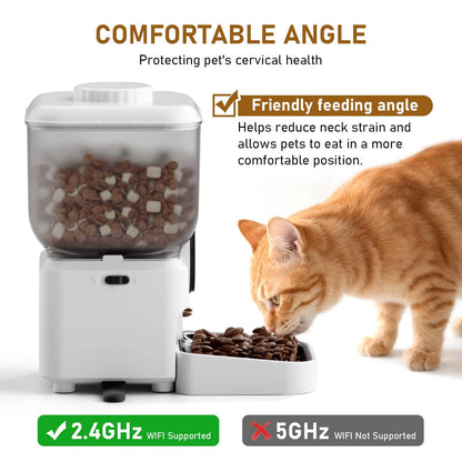 Automatischer Futterautomat 6,5 L mit WLAN App-Steuerung Kamera und Akku für Katzen und Hunde