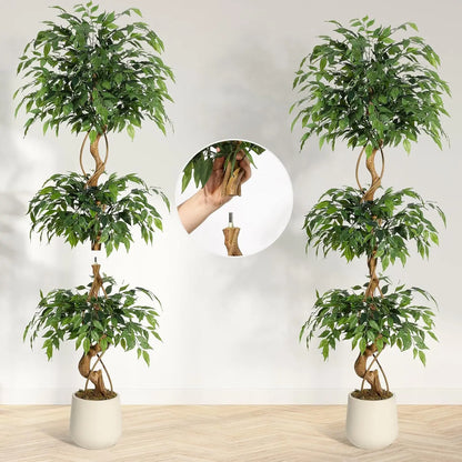 Künstlicher Ficusbaum mit weißem Pflanztopf, 122–183 cm