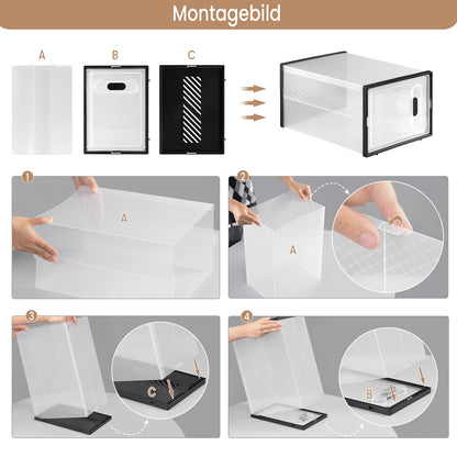 Transparente stapelbare Schuhboxen mit magnetischer Tür, 8/12/18 Stück