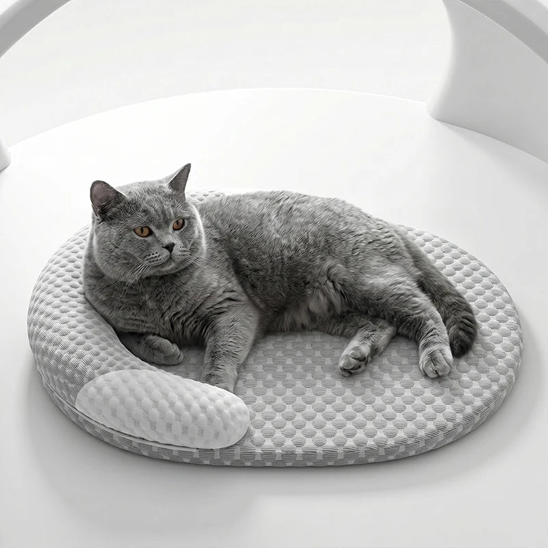 Kühlendes Hundebett Sommer Eisseide Katzenmatte Ovales Haustiernest Atmungsaktives Wärmeableitendes Kühlpad für Kleine Mittlere Große Hunde Katzen