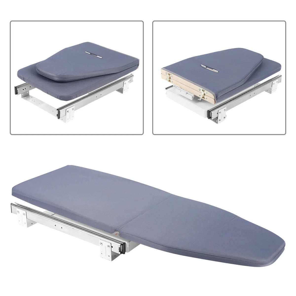 Klappbares Schrank-Bügelbrett mit 180°-Drehfunktion, 80 × 29,5 cm, Grau