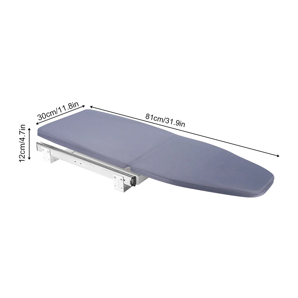 Klappbares Schrank-Bügelbrett mit 180°-Drehfunktion, 80 × 29,5 cm, Grau