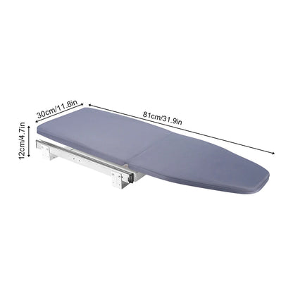 Klappbares Schrank-Bügelbrett mit 180°-Drehfunktion, 80 × 29,5 cm, Grau