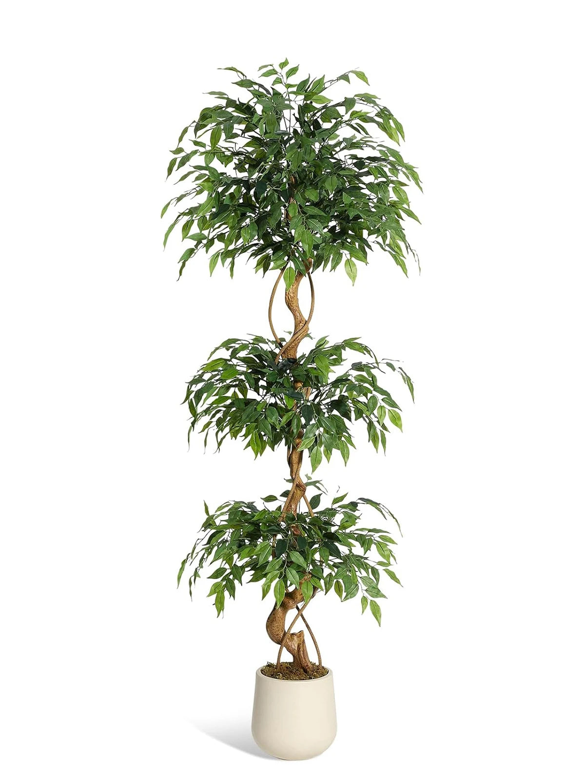 Künstlicher Ficusbaum mit weißem Pflanztopf, 122–183 cm
