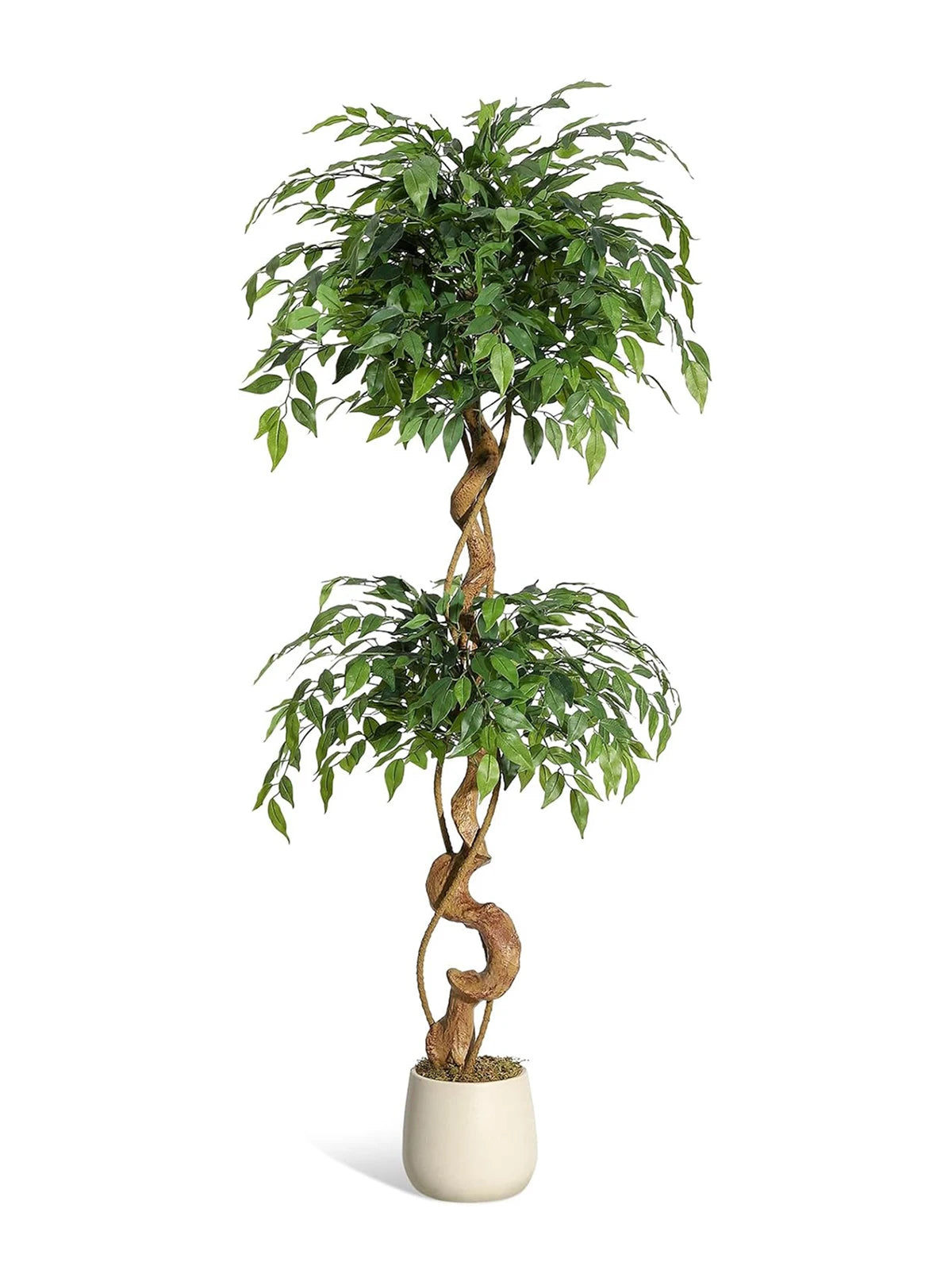 Künstlicher Ficusbaum mit weißem Pflanztopf, 122–183 cm
