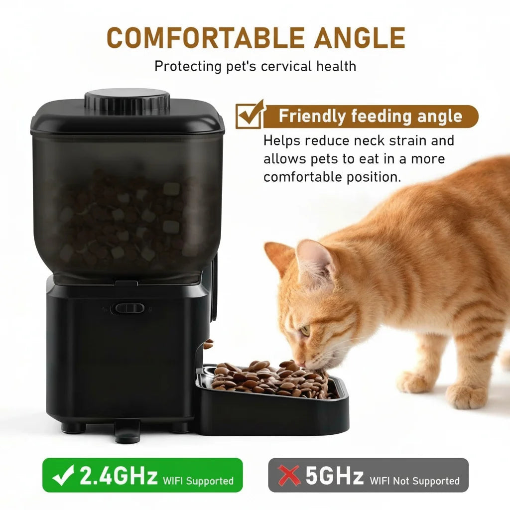 Automatischer Futterautomat 6,5 L mit WLAN App-Steuerung Kamera und Akku für Katzen und Hunde