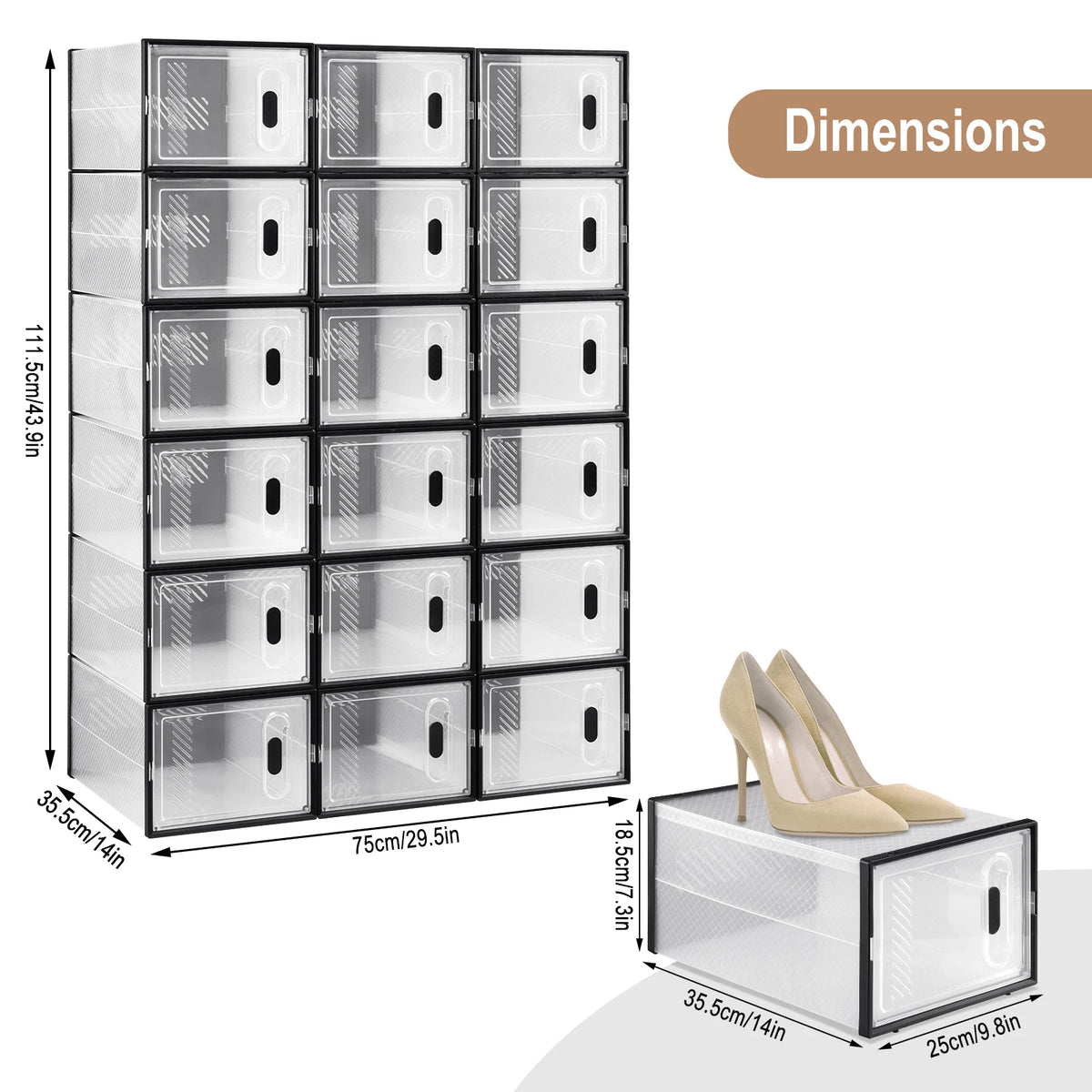 Transparente stapelbare Schuhboxen mit magnetischer Tür, 8/12/18 Stück