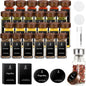 Quadratisches Gewürzglas mit Akazienholzdeckel, 120 ml, Gewürzgläser-Set mit Etiketten, BPA-frei