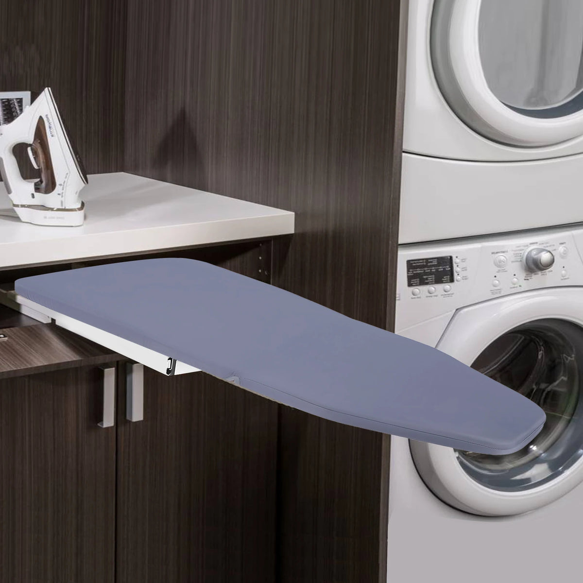 Klappbares Schrank-Bügelbrett mit 180°-Drehfunktion, 80 × 29,5 cm, Grau