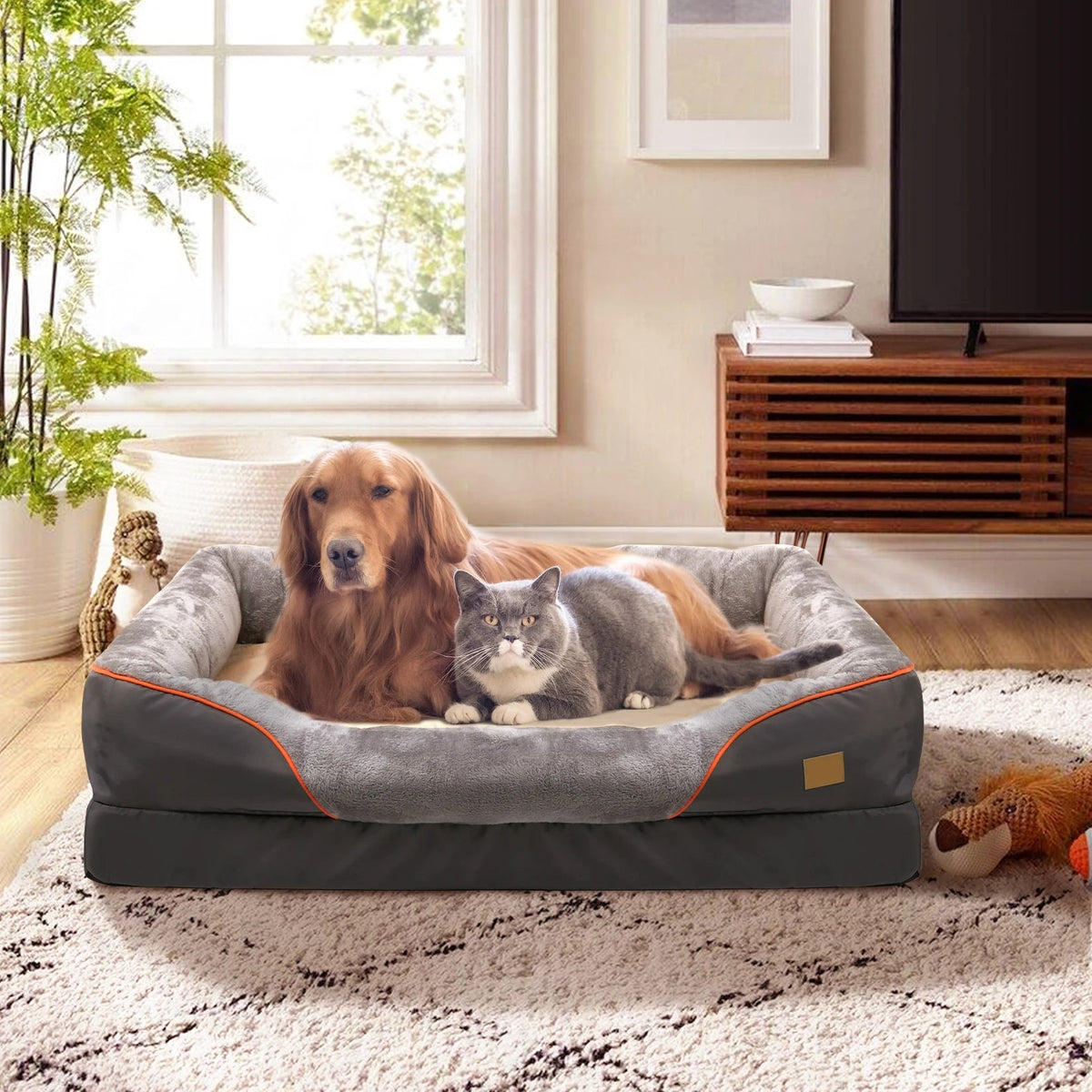Orthopädisches Hundebett für große und mittelgroße Hunde mit abnehmbarem Bezug