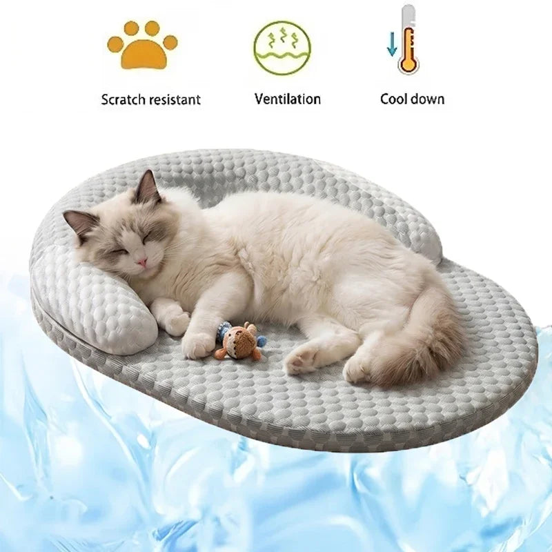Kühlendes Hundebett Sommer Eisseide Katzenmatte Ovales Haustiernest Atmungsaktives Wärmeableitendes Kühlpad für Kleine Mittlere Große Hunde Katzen