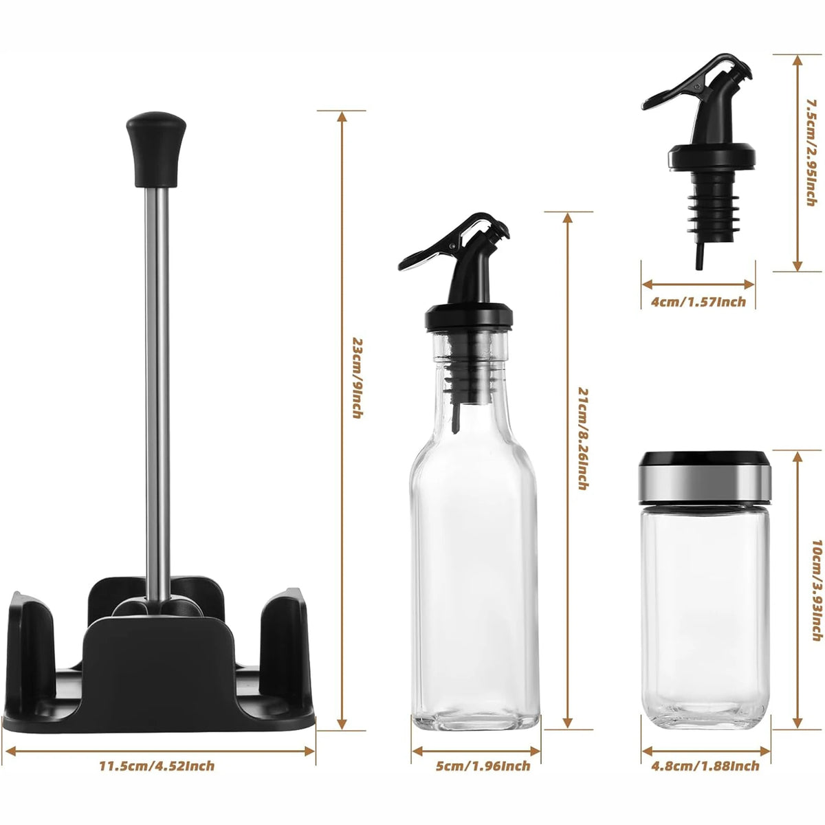 Öl- und Essigspender aus Glas mit Ständer – auslaufsicheres Set für die Küche