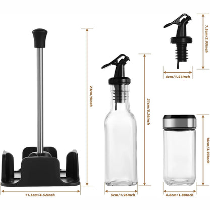 Öl- und Essigspender aus Glas mit Ständer – auslaufsicheres Set für die Küche