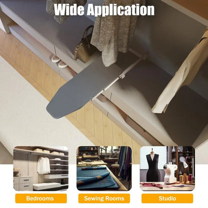 Klappbares Schrank-Bügelbrett mit 180°-Drehfunktion, 80 × 29,5 cm, Grau