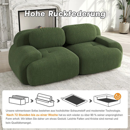 82'' Loveseat-Sofa mit gebogenen Armlehnen und rutschfester Unterseite, hochelastischer Polsterung, geeignet für Wohnzimmer, Schlafzimmer