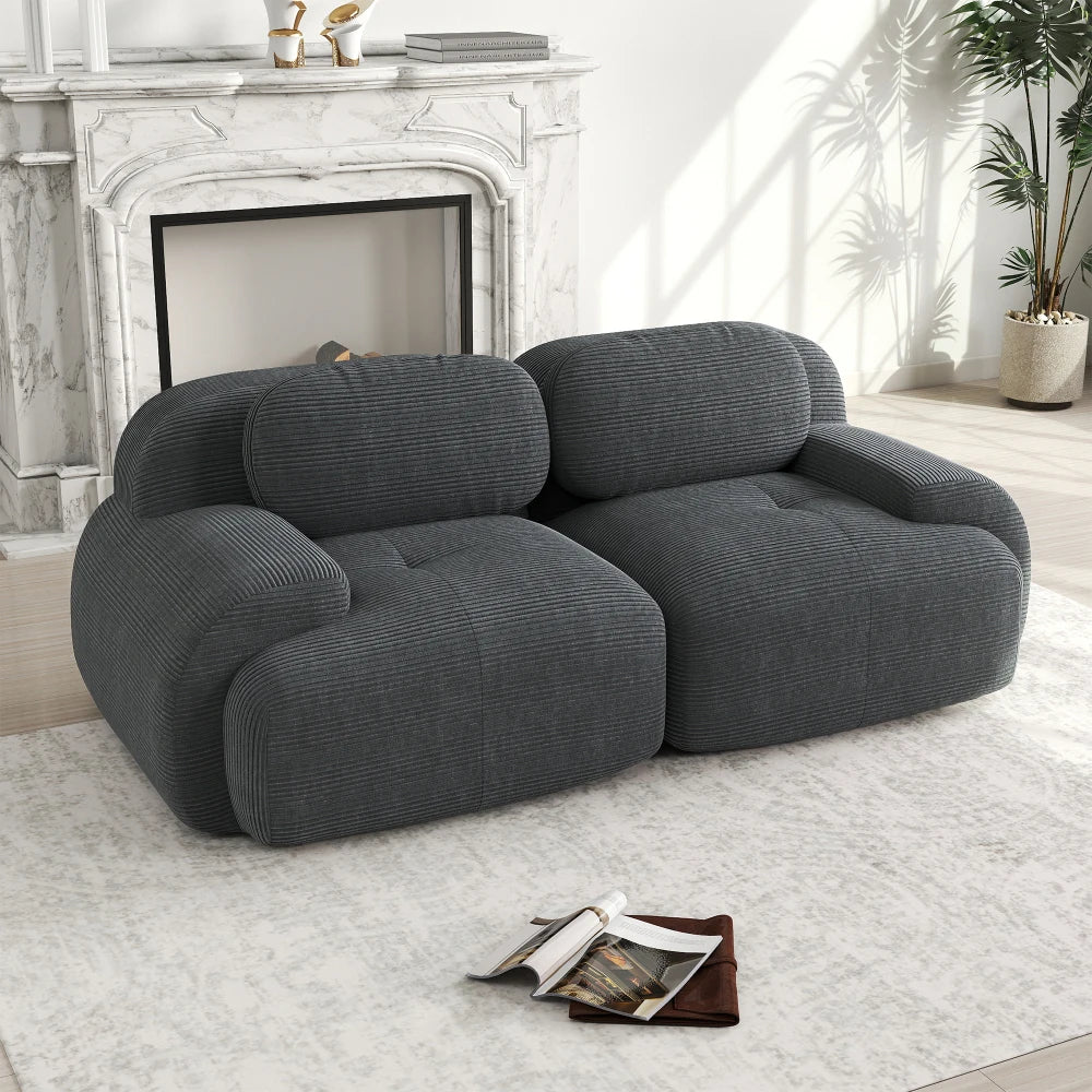 82'' Loveseat-Sofa mit gebogenen Armlehnen und rutschfester Unterseite, hochelastischer Polsterung, geeignet für Wohnzimmer, Schlafzimmer