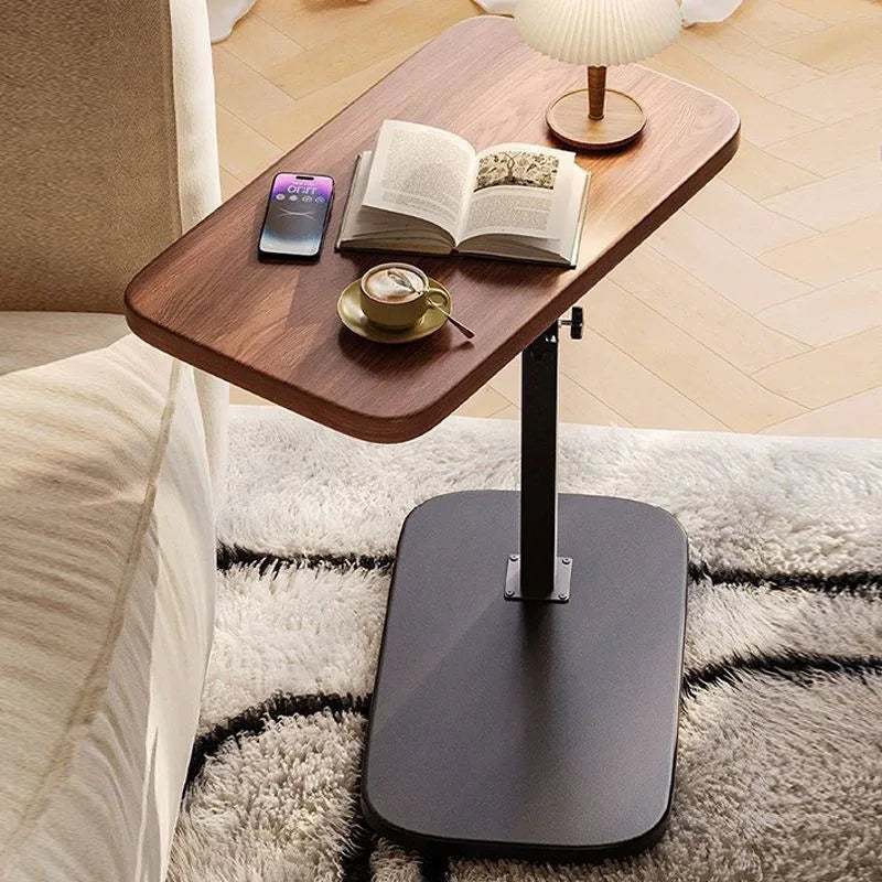 Höhenverstellbarer C-förmiger Nachttisch Tragbarer Laptop-Tisch Robuste Metallbasis Sofa-Beistelltisch zum Lesen Arbeiten Kaffee- und Snackaufbewahrung für Schlafzimmer und Wohnzimmer