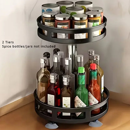 360° drehbarer Küchenorganizer aus Metall mit Gewürzbehältern, 2 oder 3 Etagen