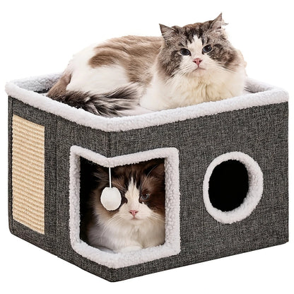 Faltbares mehrstöckiges Katzenhaus mit Kratzfläche