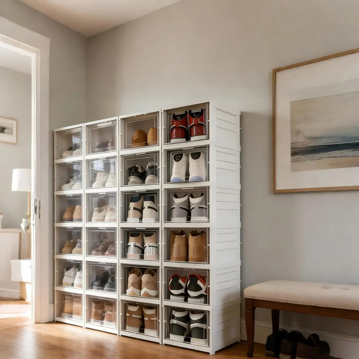 Faltbares Schuhregal mit transparenter Tür – 3 oder 6 Fächer