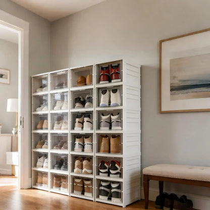 Faltbares Schuhregal mit transparenter Tür – 3 oder 6 Fächer