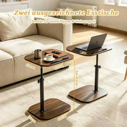 Höhenverstellbarer C-förmiger Nachttisch Tragbarer Laptop-Tisch Robuste Metallbasis Sofa-Beistelltisch zum Lesen Arbeiten Kaffee- und Snackaufbewahrung für Schlafzimmer und Wohnzimmer