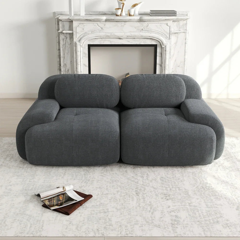 82'' Loveseat-Sofa mit gebogenen Armlehnen und rutschfester Unterseite, hochelastischer Polsterung, geeignet für Wohnzimmer, Schlafzimmer