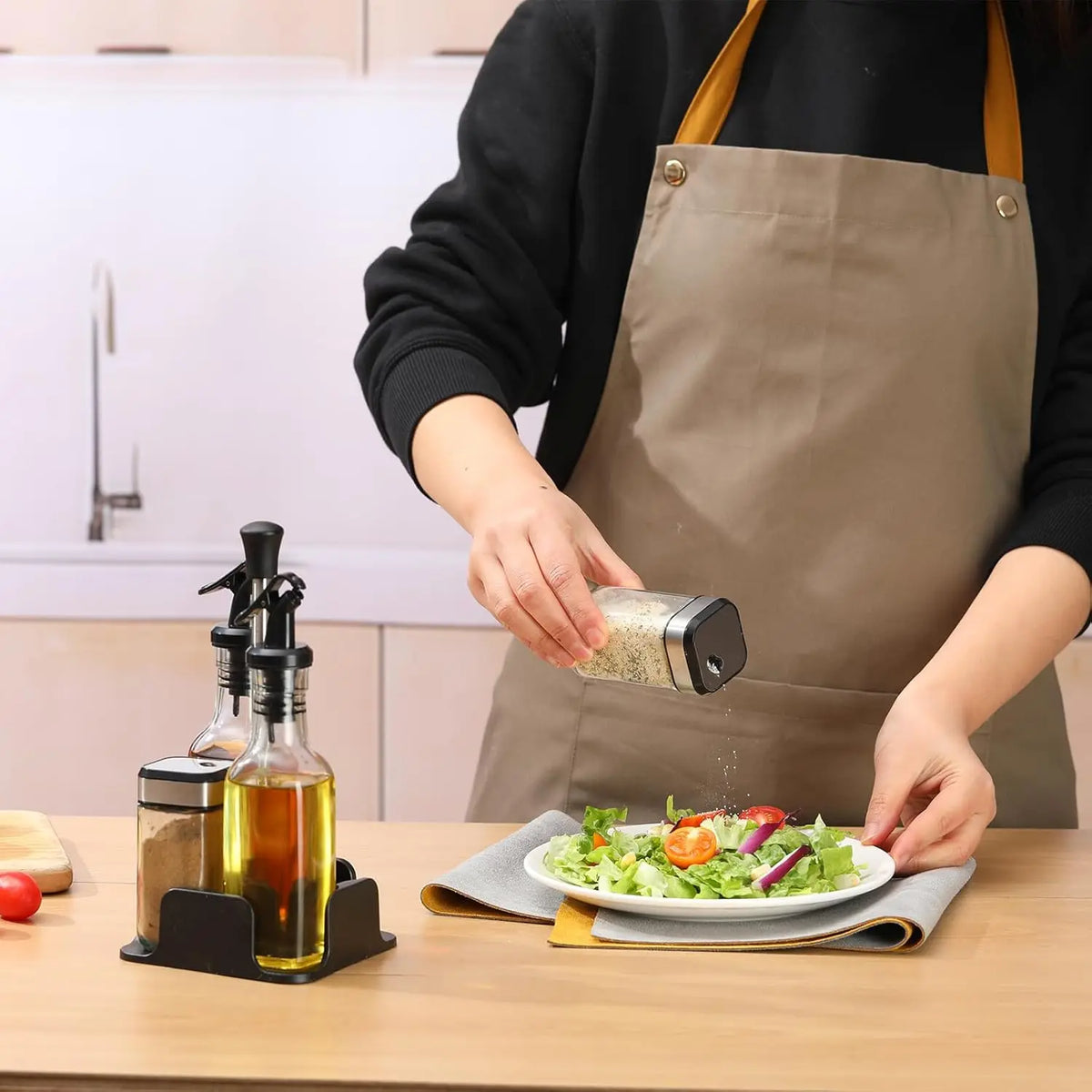 Öl- und Essigspender aus Glas mit Ständer – auslaufsicheres Set für die Küche