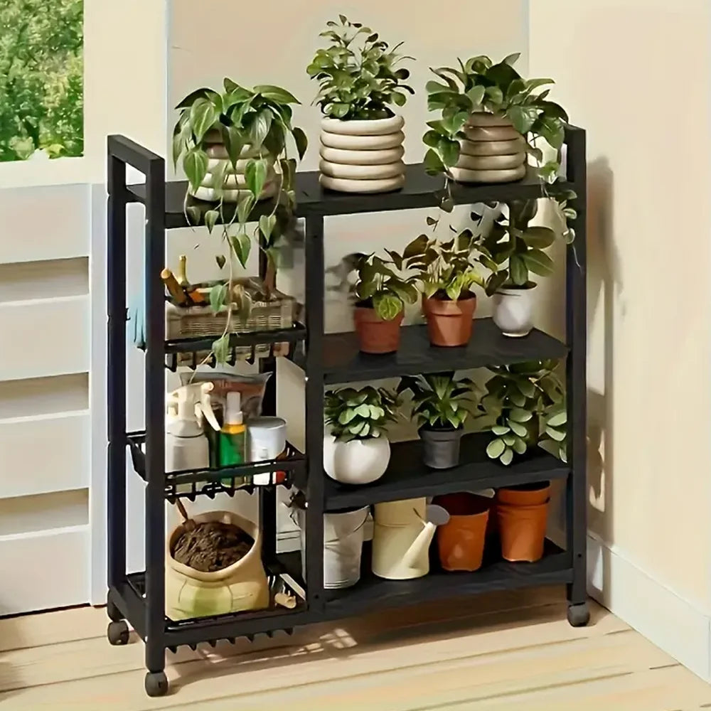 Küchen-Aufbewahrungsregal mit Rollen, 92 × 32 × 108 cm, mehrstöckig, für Mikrowelle und Herd