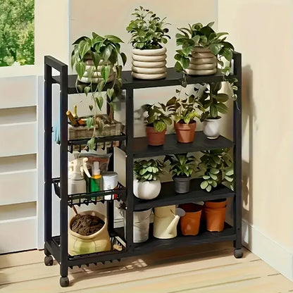 Küchen-Aufbewahrungsregal mit Rollen, 92 × 32 × 108 cm, mehrstöckig, für Mikrowelle und Herd