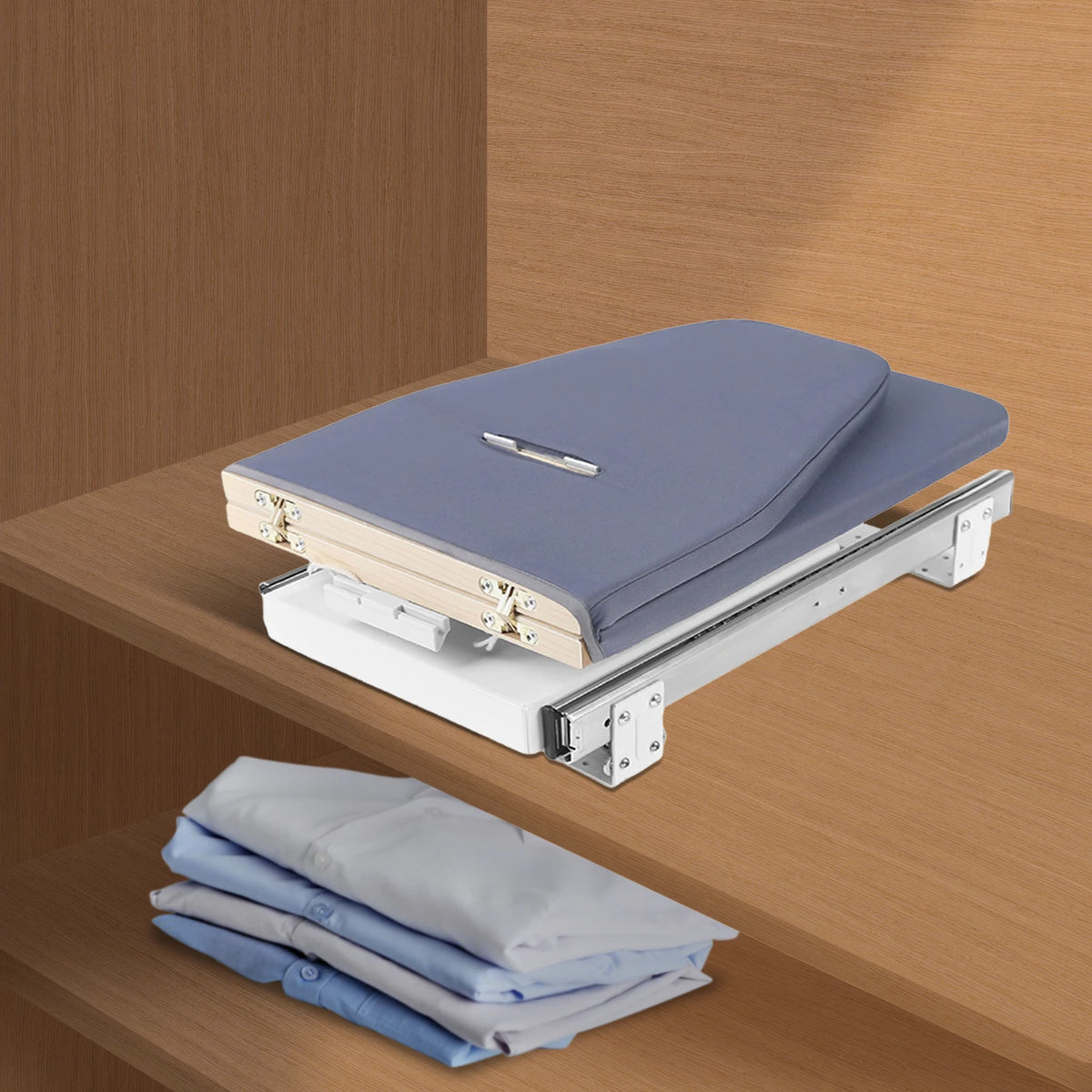 Klappbares Schrank-Bügelbrett mit 180°-Drehfunktion, 80 × 29,5 cm, Grau
