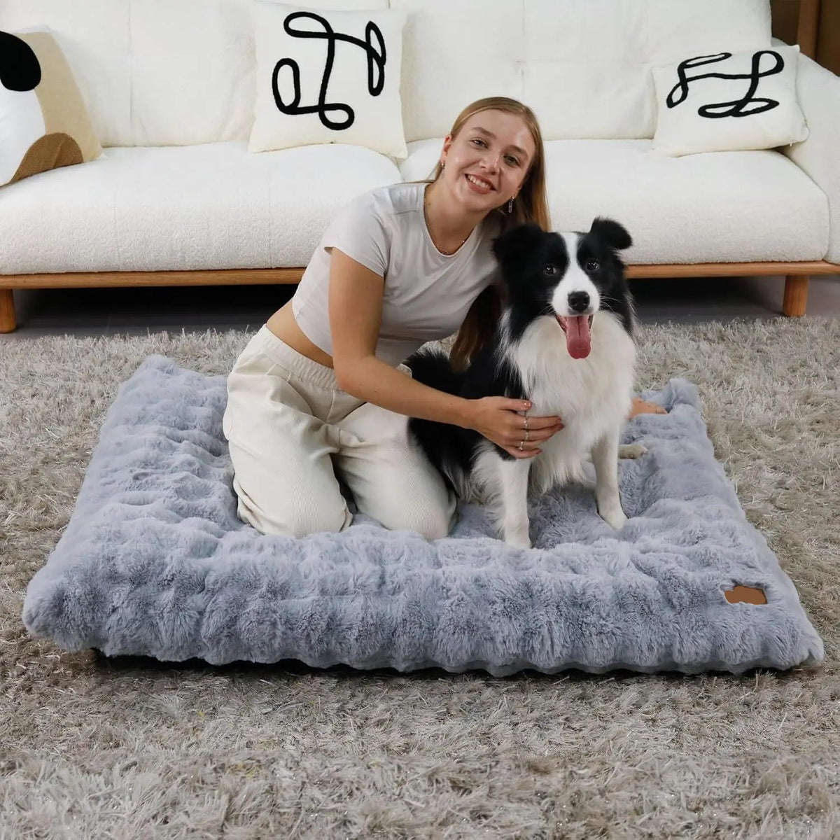 Ultraweiches Hundebett, kuscheliges Haustierkissen und große waschbare Hundematte für Welpen und Hundeboxen