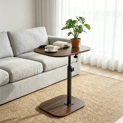 Höhenverstellbarer C-förmiger Nachttisch Tragbarer Laptop-Tisch Robuste Metallbasis Sofa-Beistelltisch zum Lesen Arbeiten Kaffee- und Snackaufbewahrung für Schlafzimmer und Wohnzimmer