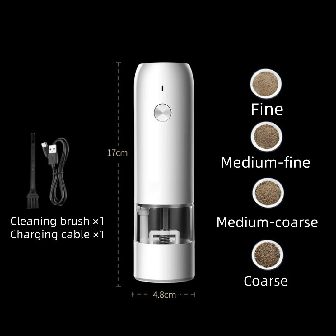 Elektrische Gewürzmühle, USB-C, Salz- und Pfeffermühle mit Keramikmahlwerk