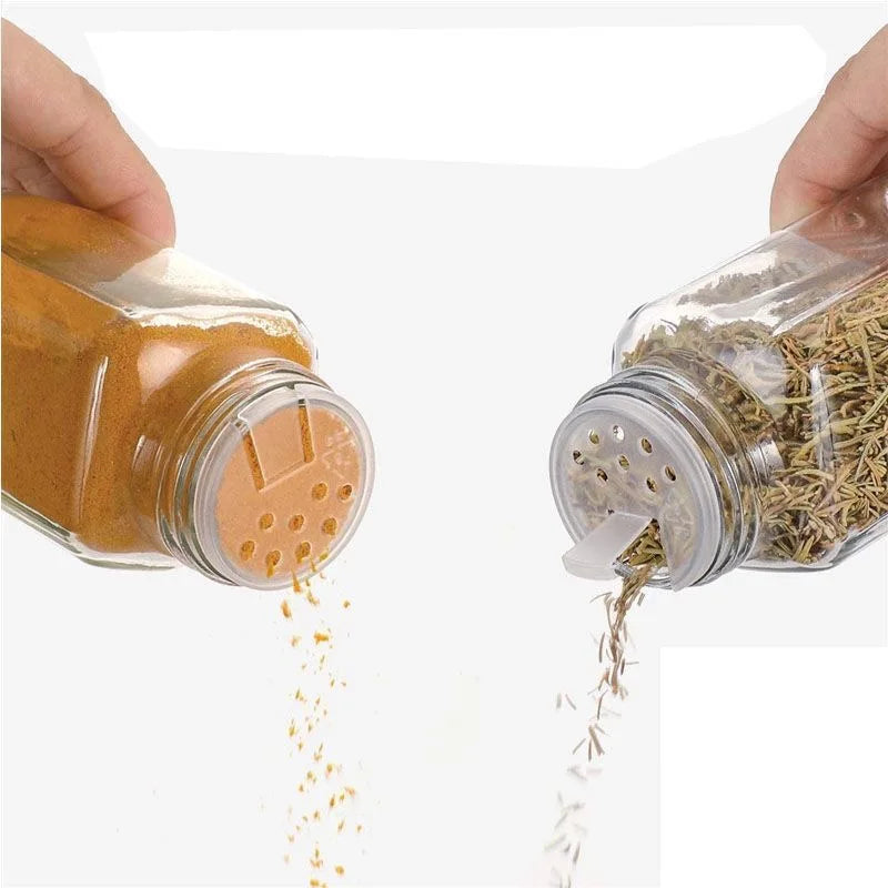 Quadratisches Gewürzglas mit Akazienholzdeckel, 120 ml, Gewürzgläser-Set mit Etiketten, BPA-frei