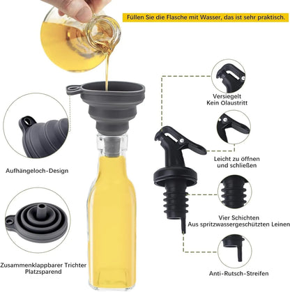 Öl- und Essigspender aus Glas mit Ständer – auslaufsicheres Set für die Küche