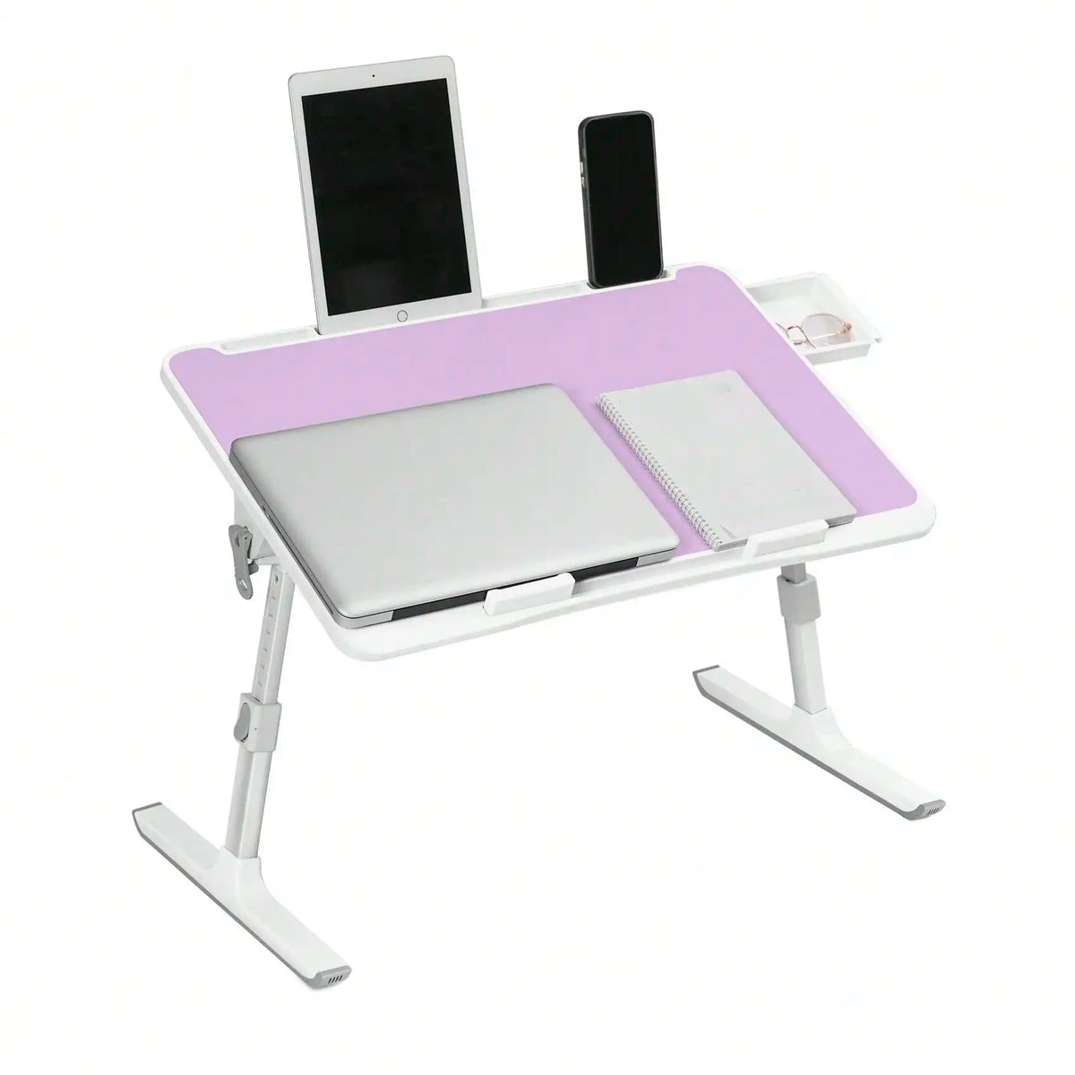 Klappbarer Laptop-Tisch fürs Bett, 60 × 40 cm, höhen- und winkelverstellbar