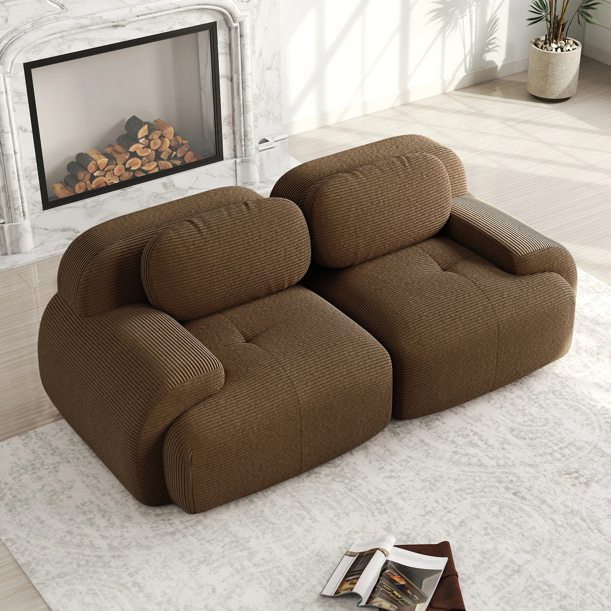 82'' Loveseat-Sofa mit gebogenen Armlehnen und rutschfester Unterseite, hochelastischer Polsterung, geeignet für Wohnzimmer, Schlafzimmer