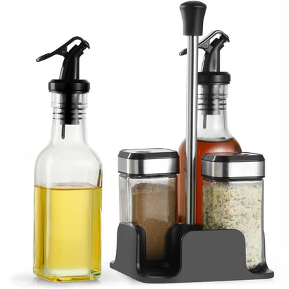 Öl- und Essigspender aus Glas mit Ständer – auslaufsicheres Set für die Küche