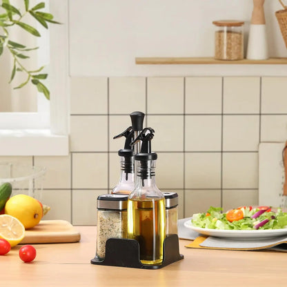 Öl- und Essigspender aus Glas mit Ständer – auslaufsicheres Set für die Küche
