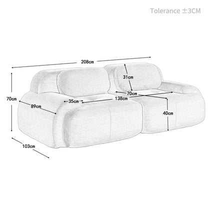 82'' Loveseat-Sofa mit gebogenen Armlehnen und rutschfester Unterseite, hochelastischer Polsterung, geeignet für Wohnzimmer, Schlafzimmer