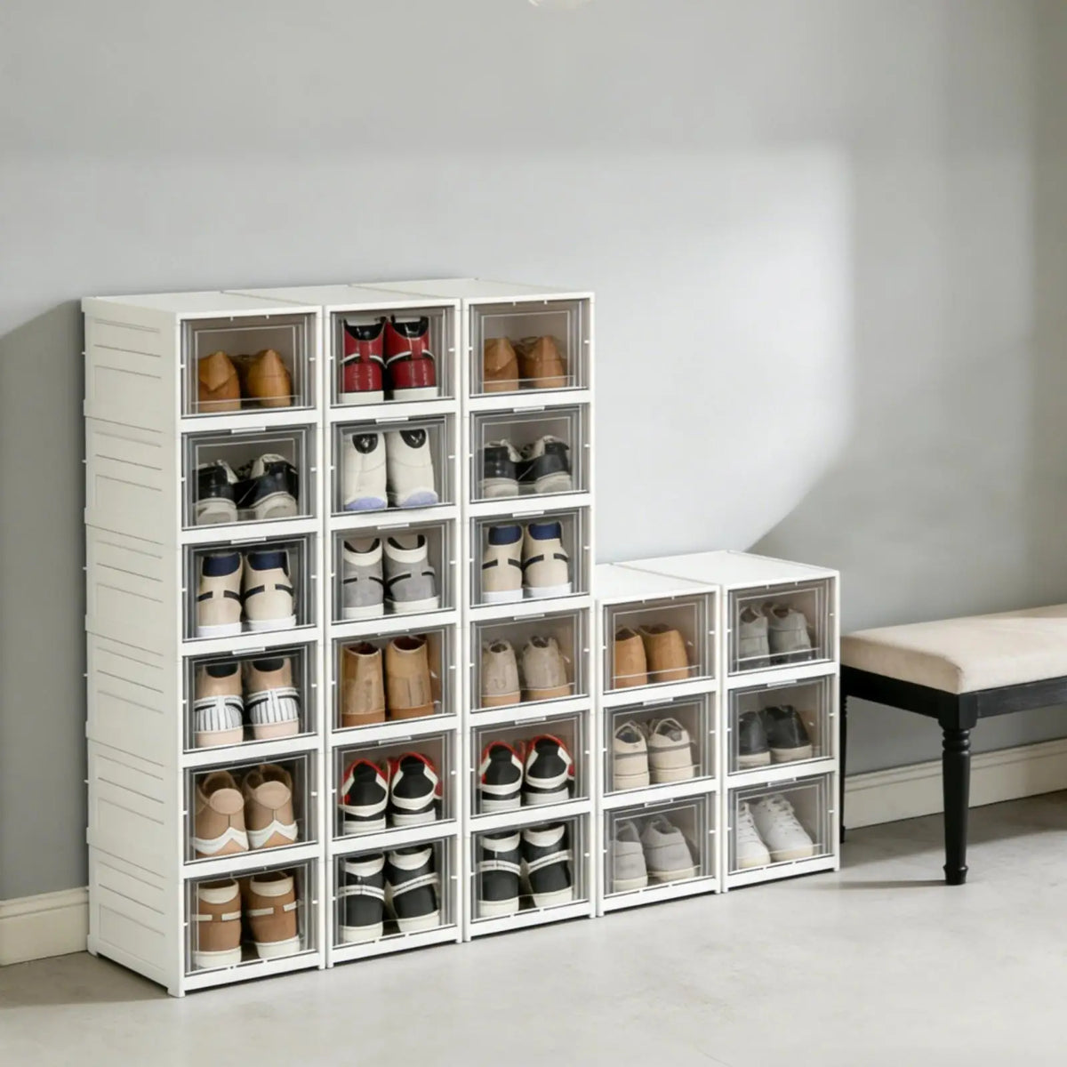 Faltbares Schuhregal mit transparenter Tür – 3 oder 6 Fächer
