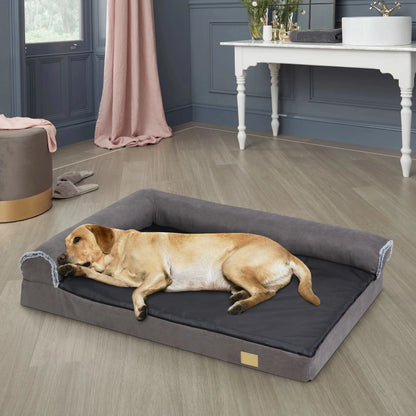 Orthopädisches L-förmiges Hundebett aus Memory-Schaum mit waschbarem Plüschbezug