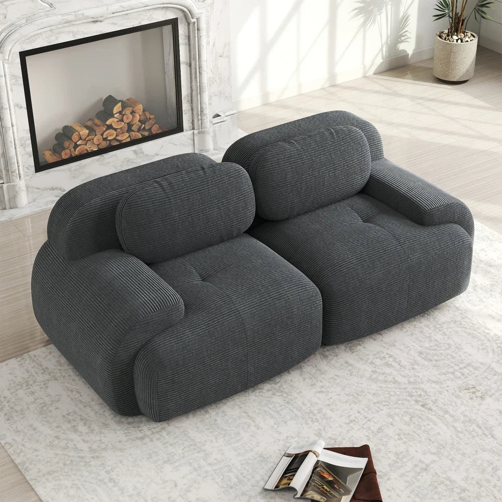 82'' Loveseat-Sofa mit gebogenen Armlehnen und rutschfester Unterseite, hochelastischer Polsterung, geeignet für Wohnzimmer, Schlafzimmer