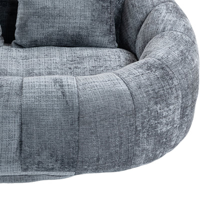 Sitzsack-Sofa aus Chenille in Grau – gemütlicher Loungesessel für Erwachsene und Kinder