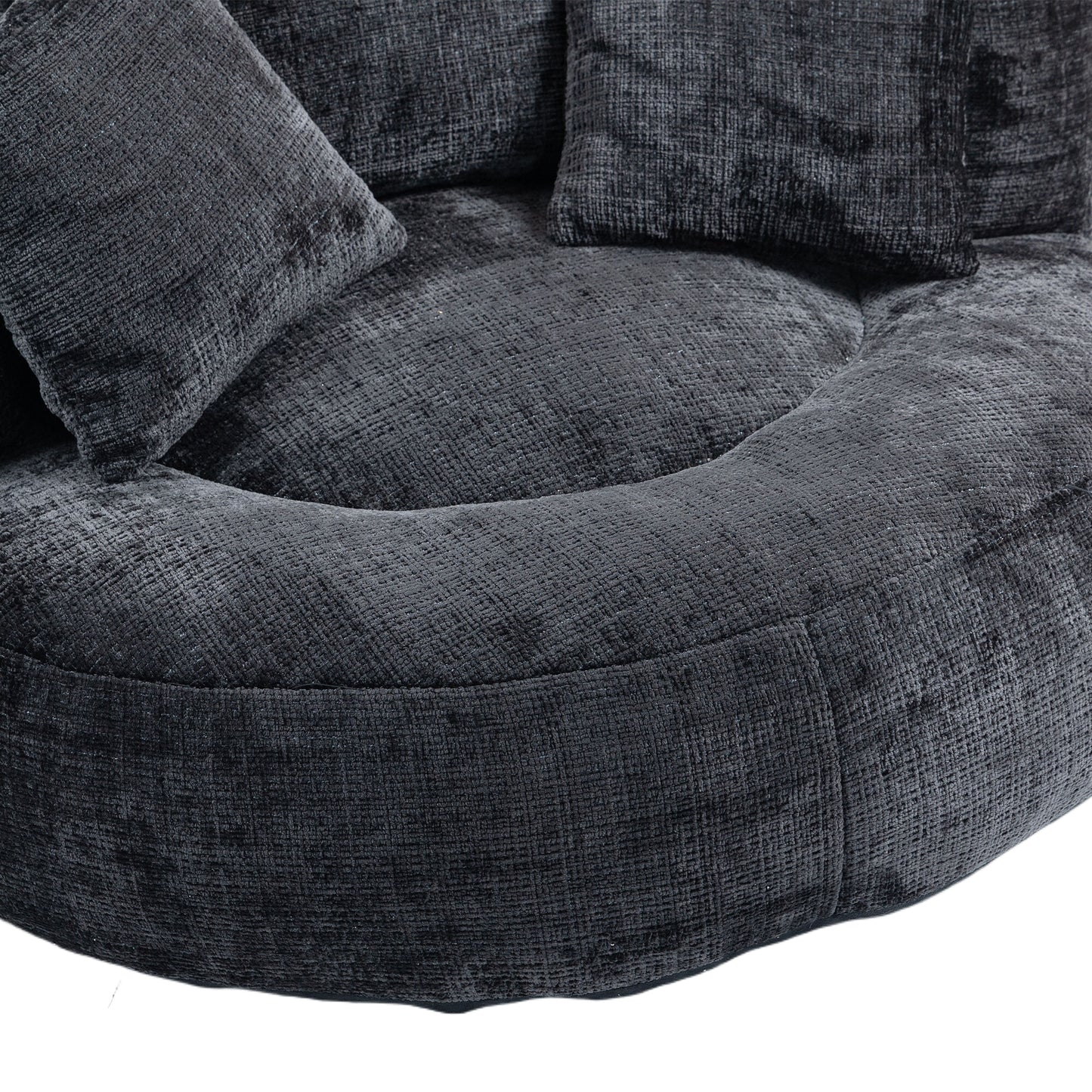 Lazy Sofa – Komfort-Lounger mit hoher Rückenlehne, Bean-Bag-Sessel mit drei Kissen für Erwachsene und Kinder, In- & Outdoor, Gaming-Sessel für Schlafzimmer und Büro (Schwarz, Chenille)