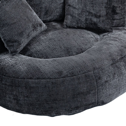Lazy Sofa – Komfort-Lounger mit hoher Rückenlehne, Bean-Bag-Sessel mit drei Kissen für Erwachsene und Kinder, In- & Outdoor, Gaming-Sessel für Schlafzimmer und Büro (Schwarz, Chenille)