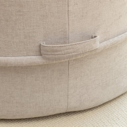 Runde Chaiselongue mit 5 Kissen und Hocker, Grau